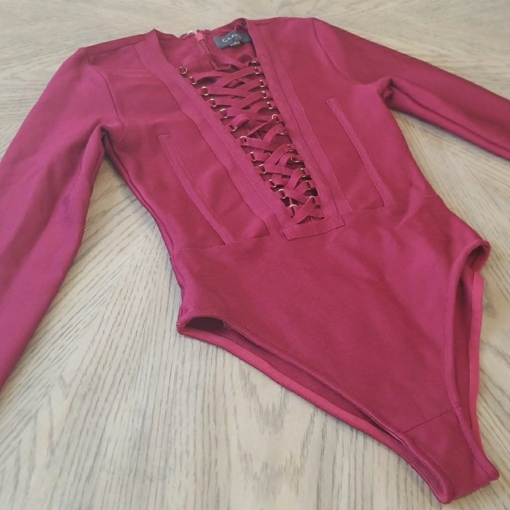 Bodysuit Maroon burgundy color laced size large
